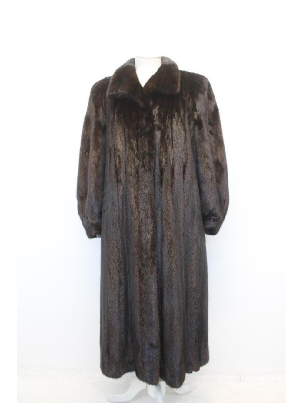 exellent natural dark ranch mink fur coat jacket women woman size 12-14-16 xl